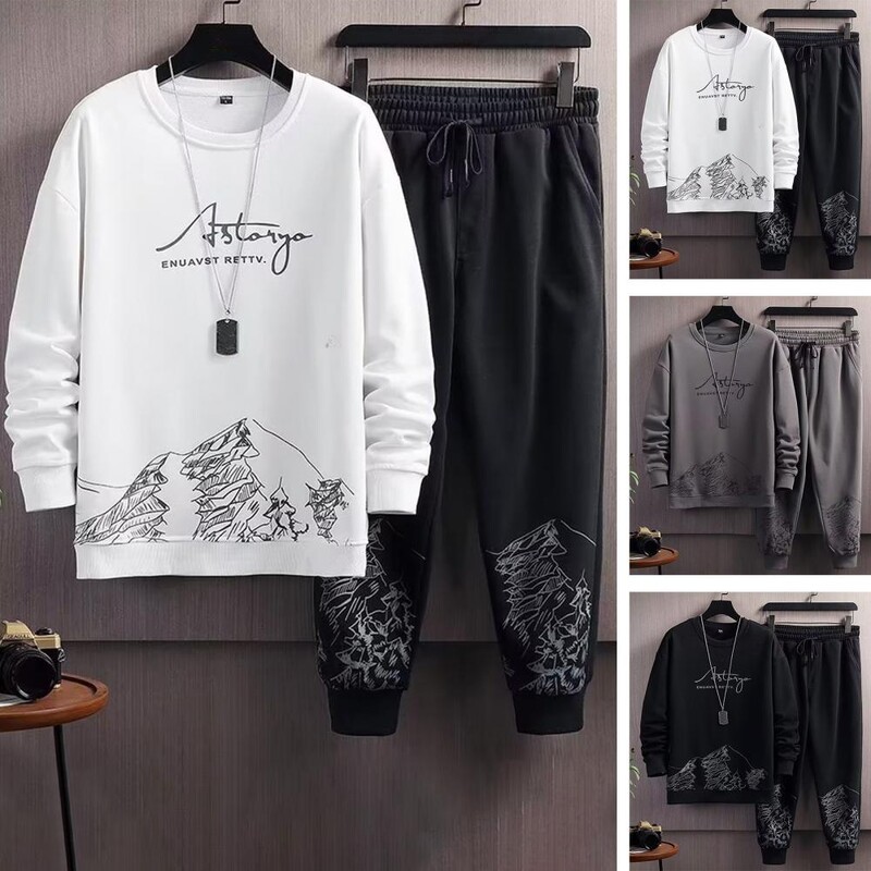 Κορέα Ανδρικά Βαμβακερά Σετ Φούτερ με κουκούλα 2 τεμαχίων Φούτερ Γυναικεία Kawaii Κορεατικά Streetwears Πολυτελή φόρμα αθλητικής μάρκας