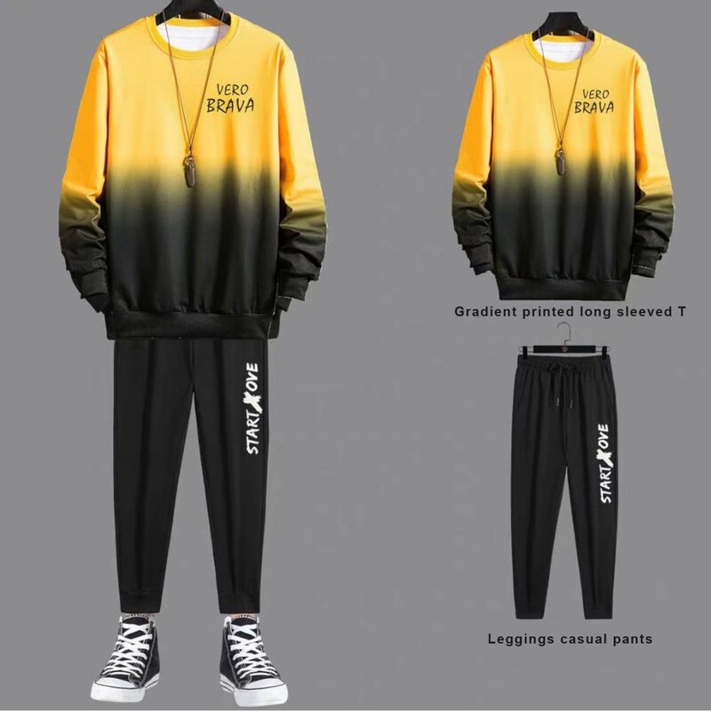 2023. Proljeće Jesen Nova muška trenirka Klasični modni trend Waffle Ger dvodijelni muški široki pulover + set hlača za trčanje na otvorenom