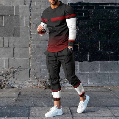 Muška trenirka Hlače Kompleti od 2 komada O izrez Majica dugih rukava Trenerke Trenirke Muške prevelike majice Sportska odjeća Odjeća