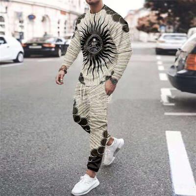 Muška trenirka Hlače Kompleti od 2 komada O izrez Majica dugih rukava Trenerke Trenirke Muške prevelike majice Sportska odjeća Odjeća