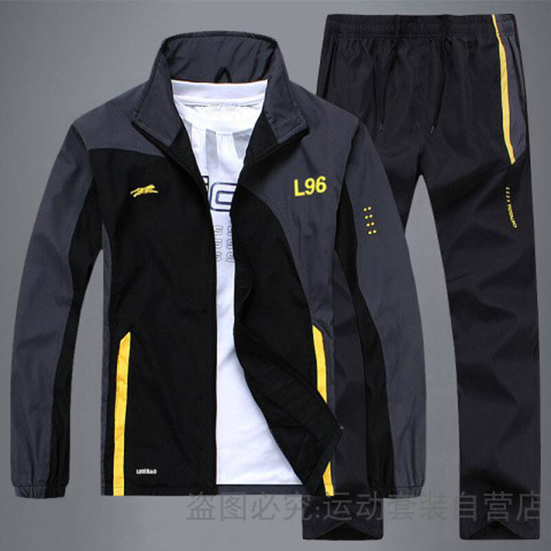 Meeste dressipluus Athletic Sport vabaaja täistõmblukuga dressipluus 2-osaline jope+püksid väljas Jõusaal Jooksmine Korvpall Spordidress Riietus