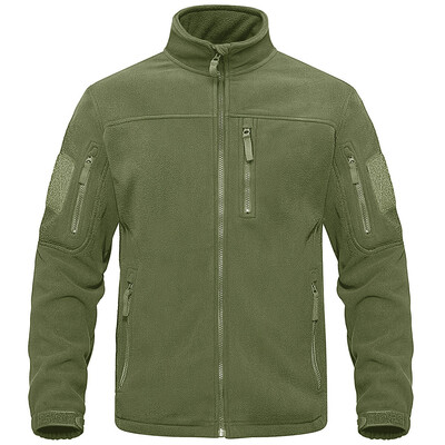 TACVASEN Full Zip Up Green Fleece Jacket Θερμικά ζεστά παλτά εργασίας Ανδρικές τσέπες με φερμουάρ Μπουφάν Εκπαίδευση πεζοπορίας Outwear Windbreaker