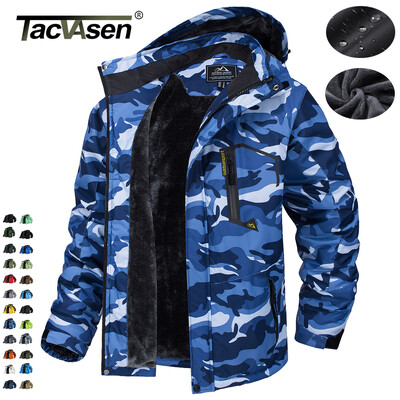 TACVASEN căptușeală fleece Jachete de munte Jachete de drumeție pentru bărbați Paltoane cu glugă detașabile în aer liber Parkă de schi Snowboard Îmbrăcăminte de iarnă