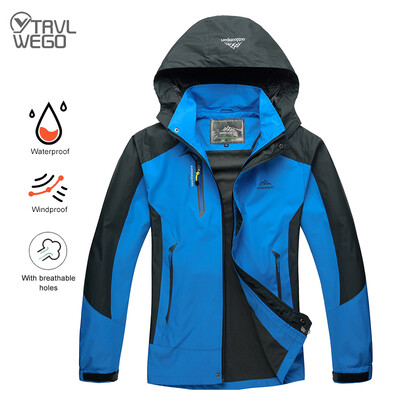 TRVLWEGO Jachetă de drumeție pentru camping, bărbați, toamnă, haine sport în aer liber, alpinism, trekking, jachetă de călătorie, impermeabilă, negru