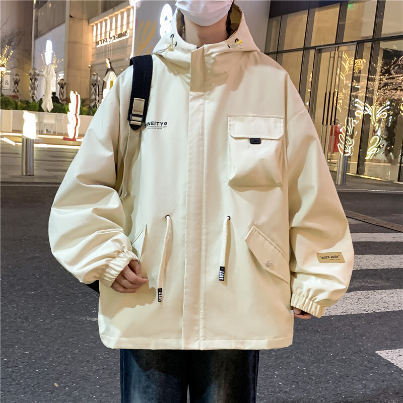 Uued meeste kapuutsiga jakid 2024 kevad-sügis vabaaja ühevärviline vaba mantel õues tuulejakk noorte tänavarõivad, parkrõivad