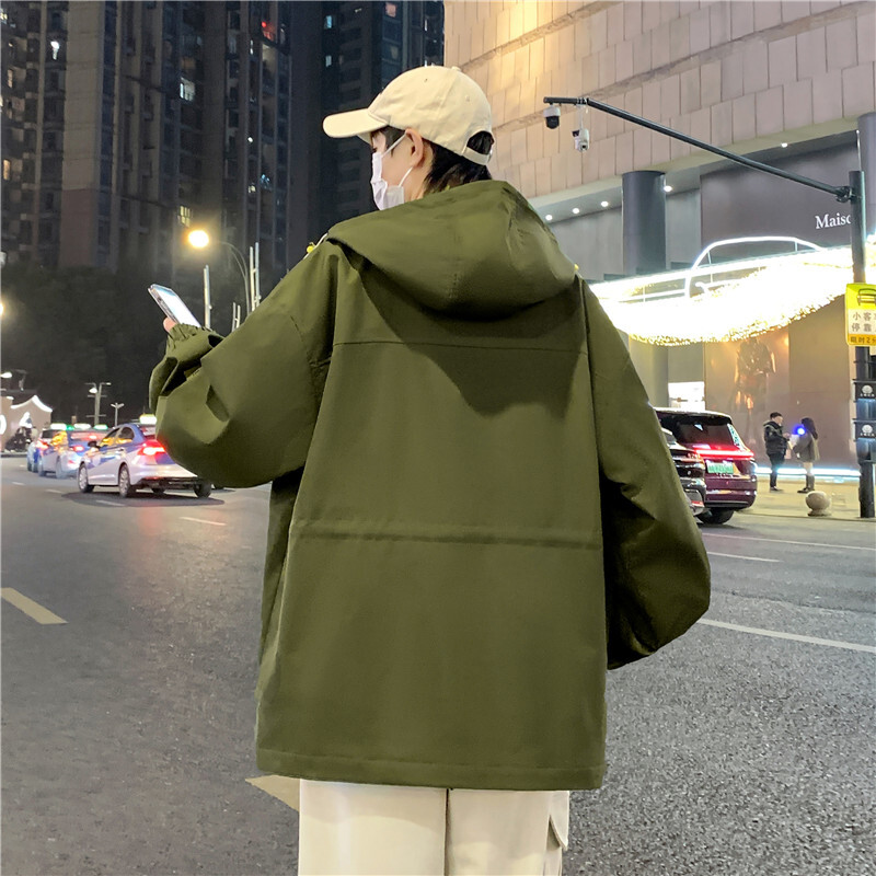 Uued meeste kapuutsiga jakid 2024 kevad-sügis vabaaja ühevärviline vaba mantel õues tuulejakk noorte tänavarõivad, parkrõivad