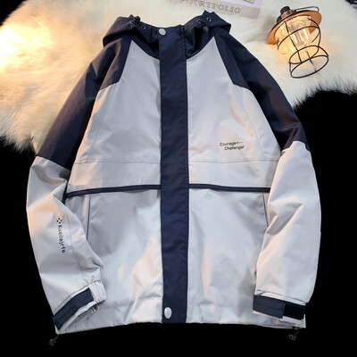 Modna patchwork muška vanjska jakna sa stojećim ovratnikom i jaknom s kapuljačom Vjetrootporna vjetrovka Muška gornja odjeća Fakultetskog stila