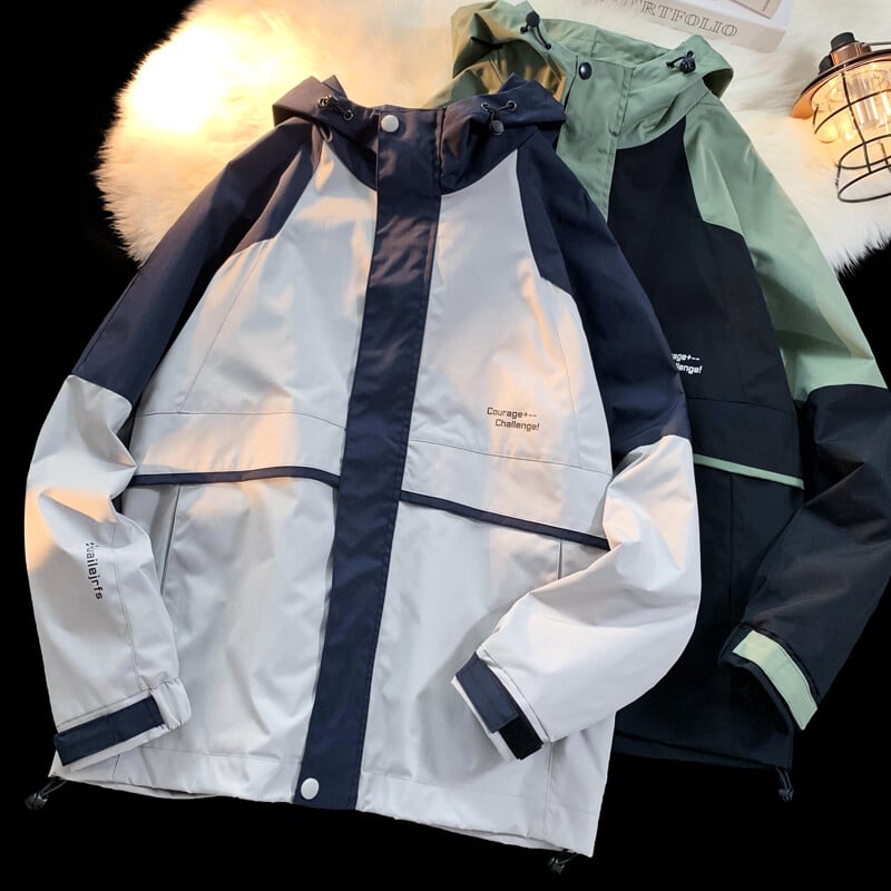 Modna patchwork muška vanjska jakna sa stojećim ovratnikom i jaknom s kapuljačom Vjetrootporna vjetrovka Muška gornja odjeća Fakultetskog stila