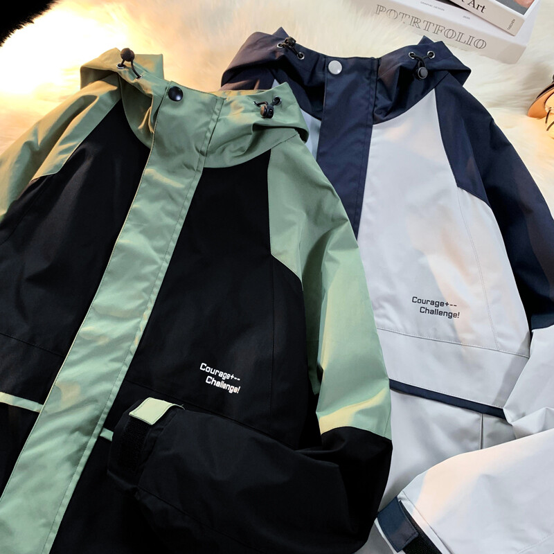Modna patchwork muška vanjska jakna sa stojećim ovratnikom i jaknom s kapuljačom Vjetrootporna vjetrovka Muška gornja odjeća Fakultetskog stila