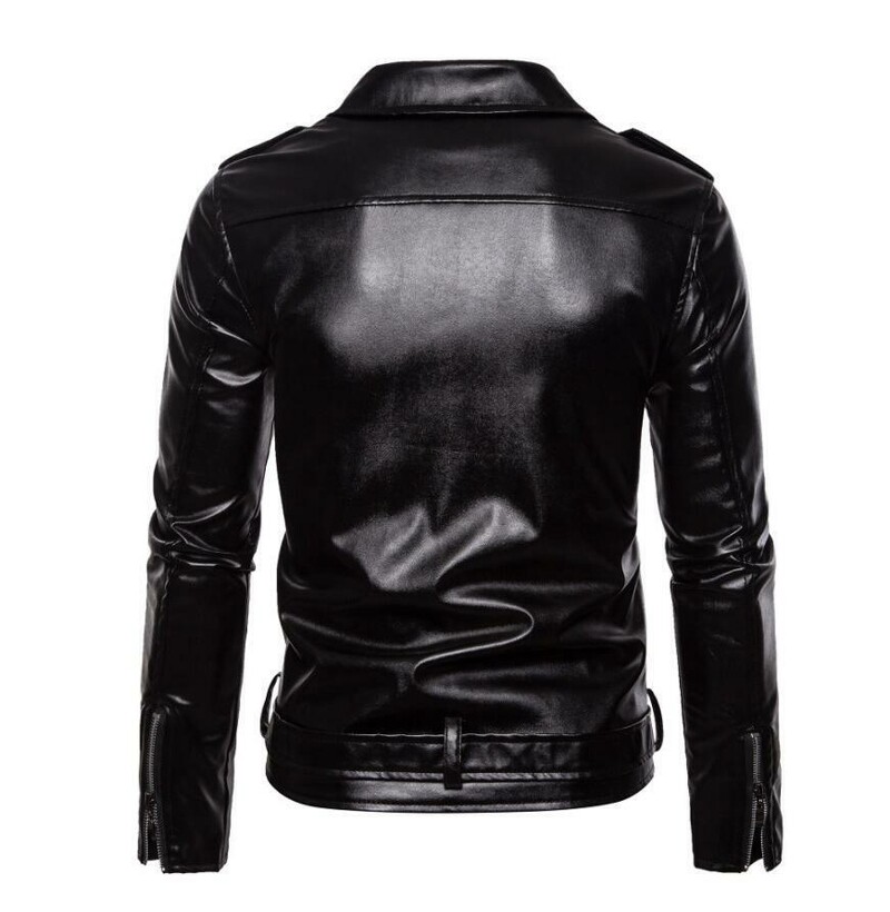 Jachetă de toamnă PU pentru bărbați 2023, jachetă de piele, guler pentru bărbați, anti-vânt, rever, jachetă cu fermoar diagonală pentru bărbați