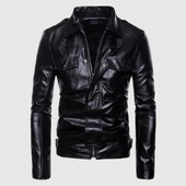 Muška modna nova kožna jakna Slim Fit PU jakna sa stojećim ovratnikom Muške motociklističke jakne s reverom protiv vjetra Muške