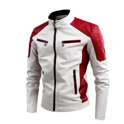 Jachete din piele de motocicletă, slim Fit, din piele PU