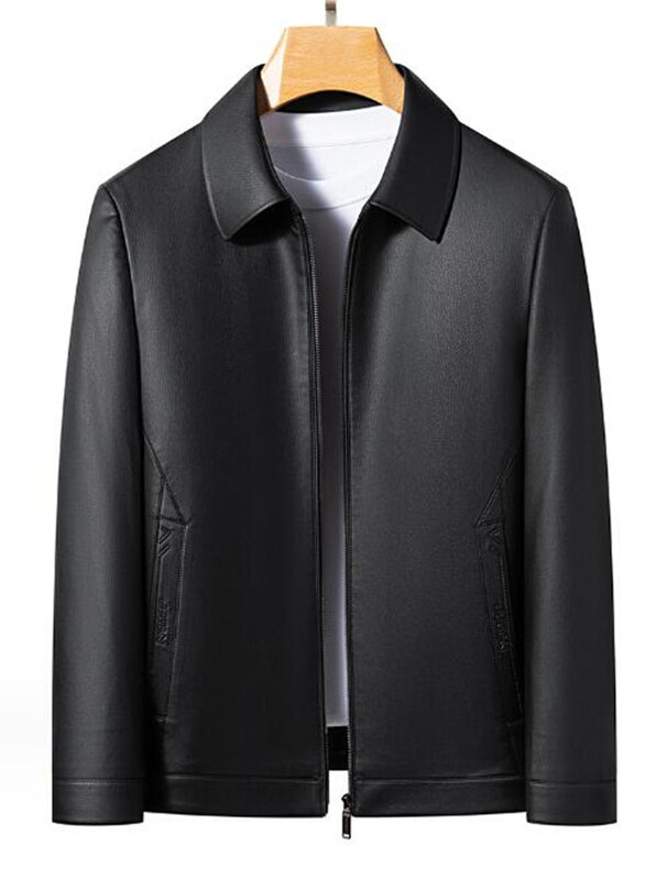 Visokokvalitetna muška kožna jakna, jesenska nova muška poslovna ležerna ovčja koža, kratki kožni kaput s reverima