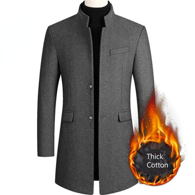 Noua modă de iarnă pentru bărbați, slim fit, cardiganuri cu mânecă lungă, amestecuri de haine, jachete, haine lungi de lână pentru bărbați.