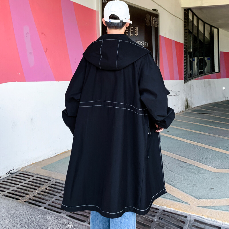 Trenč jakna Muška korejska jesen proljeće crni hip hop kaputi s kapuljačom Ulična muška vjetrovka jakna ležerna vanjska odjeća