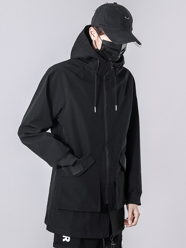 Proljeće Jesen Dugi trenč kaput Muškarci Nova moda 2021. Techwear Crna vjetrovka s kapuljačom Kaput jakne velika veličina 6XL 7XL 8XL