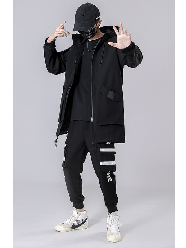 Proljeće Jesen Dugi trenč kaput Muškarci Nova moda 2021. Techwear Crna vjetrovka s kapuljačom Kaput jakne velika veličina 6XL 7XL 8XL