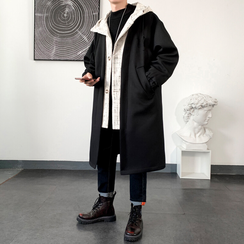 Trenč jakna Muškarci Jesen Proljeće Hip Hop Korejski modni kaputi Ulična odjeća Muške ležerne jakne s kapuljačom Duga odjeća