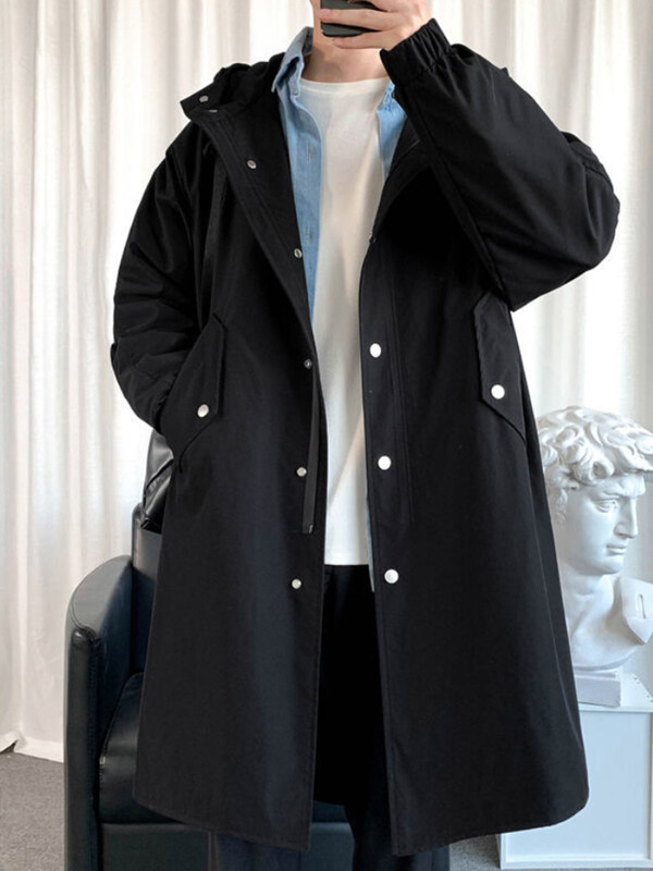 Mafokuwz jesen zima vjetrovka muška duga safari vjetrovka korejski trend oversize casual kaput trendi zgodna jakna s kapuljačom