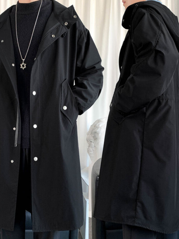 Mafokuwz jesen zima vjetrovka muška duga safari vjetrovka korejski trend oversize casual kaput trendi zgodna jakna s kapuljačom