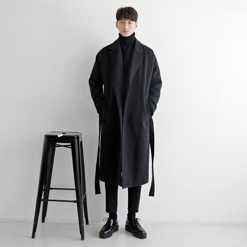 Mafokuwz japanska vjetrovka muška duga debela topla trenč kaput muška trendi muška široka vunena korejska ulična jakna