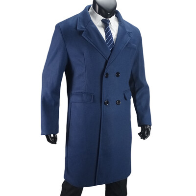 Мъжки дълъг тренч Зимно топло палто Вълнени смеси Подплатени улични връхни дрехи Палта Моден тренд Тренчкот Мъжко облекло ЕС размер