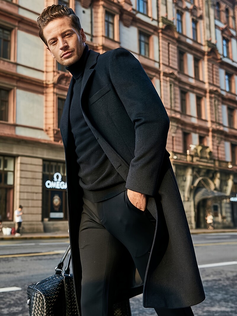 Jesenska i zimska muška odjeća, trendi jakna od vunenog kaputa u britanskom stilu s dugim rukavima