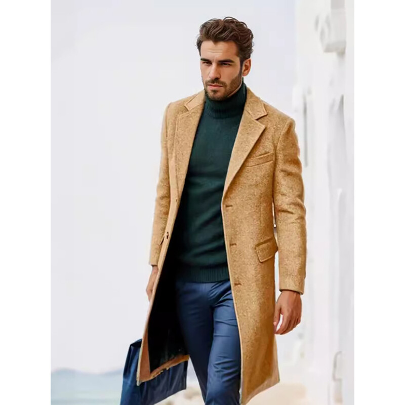 Jesenska i zimska muška odjeća, trendi jakna od vunenog kaputa u britanskom stilu s dugim rukavima