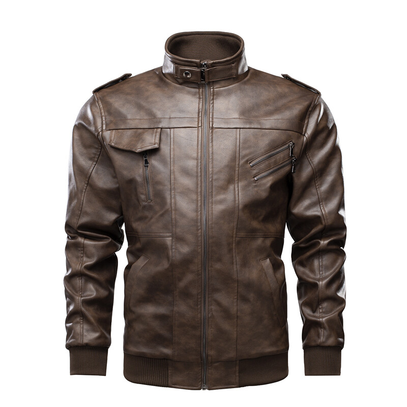 Мъжко яке от изкуствена кожа Есенно и зимно ново кожено яке Мъжко ветроустойчиво и топло мотоциклетно яке с качулка Pu яке K483