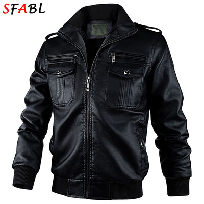 Modne motociklističke jakne od umjetne kože za muškarce Kožna jakna Muška zaštita od vjetra Jesen Zima PU kožni kaput Muška gornja odjeća s patentnim zatvaračem