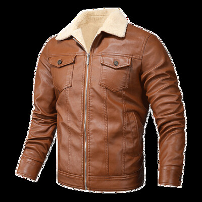 Modni brend Zimske muške PU kožne jakne Slim Fit Motociklistička gornja odjeća Kaputi Muški bombaški bombaši za van Deblja topla jakna od flisa