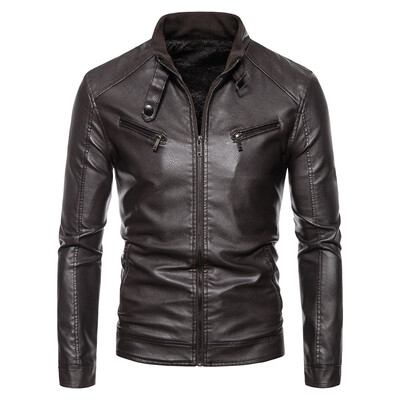 Muške jakne Jesen Zima Muška tanka motociklistička biciklistička topla crna vanjska odjeća Kaputi 5XL Plus Szie 2024 PU kožna jakna