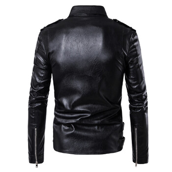 Мъжко палто от изкуствена кожа Палто с цип Motor Jacket Мъжки якета Bomber Модни мотоциклети Bikers Punk Man Brand Top Colthing