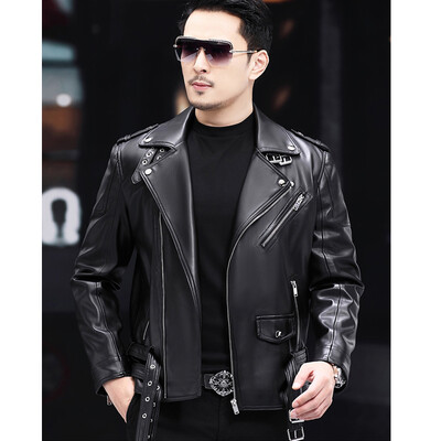 Palton din piele artificială pentru bărbați Pardesiu cu fermoar Jachetă cu motor Jachete bomber pentru bărbați Moda motocicliști Punk Man Brand Top Colthing