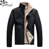 UHYTGF L-4XL Kožne jakne za mlade Jesen Zima Muška kvalitetna PU pjena plišana topla muška vjetrovka Nova ležerna muška kaput 212