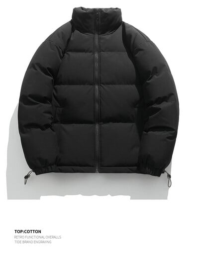 Nauja žieminė vyriška striukė žieminė laisvalaikio parkai Stori šilti viršutiniai drabužiai stovi apykaklė Vyriška paltai Vienspalviai užtrauktuku Vyriški drabužiai