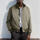 Muški kaputi dugih rukava na kopčanje Muškarci Slobodno vrijeme Tanke jakne čiste boje Gornja odjeća Klasična 2024. Samostojeća ovratnica Jednobojna jakna Kaput