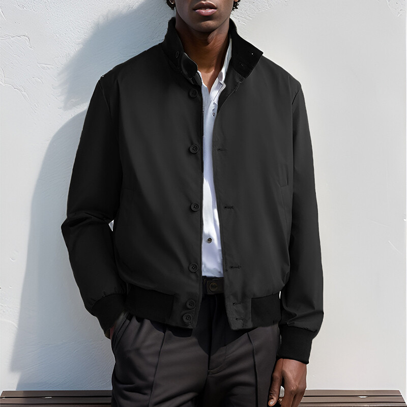 Muški kaputi dugih rukava na kopčanje Muškarci Slobodno vrijeme Tanke jakne čiste boje Gornja odjeća Klasična 2024. Samostojeća ovratnica Jednobojna jakna Kaput