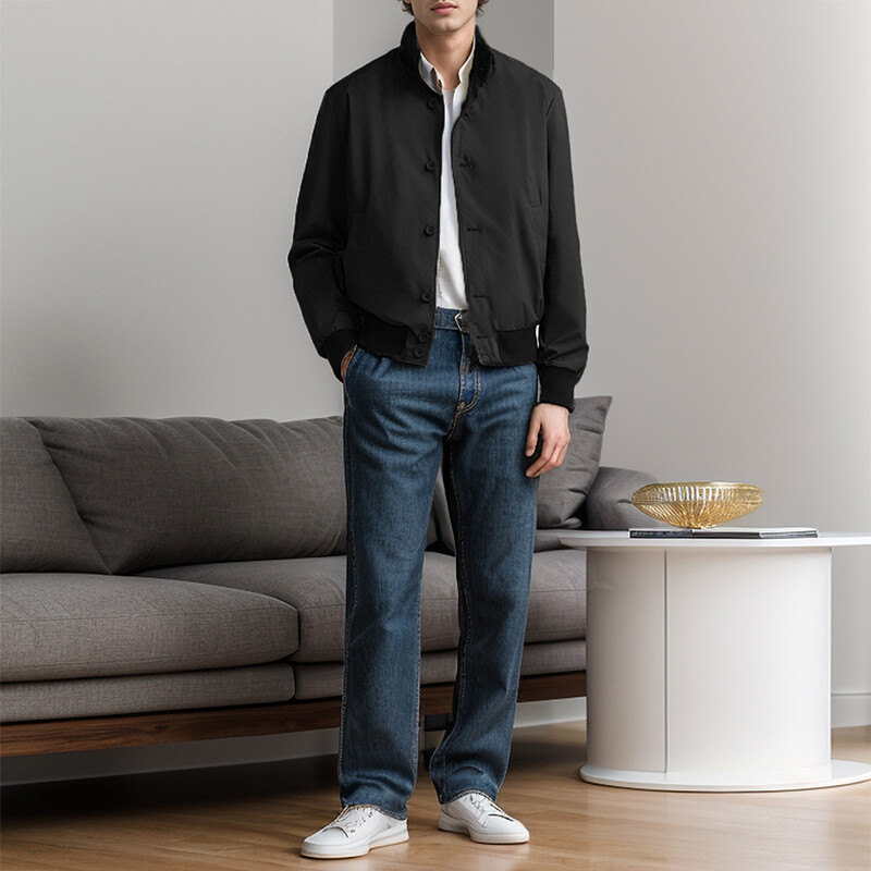 Muški kaputi dugih rukava na kopčanje Muškarci Slobodno vrijeme Tanke jakne čiste boje Gornja odjeća Klasična 2024. Samostojeća ovratnica Jednobojna jakna Kaput