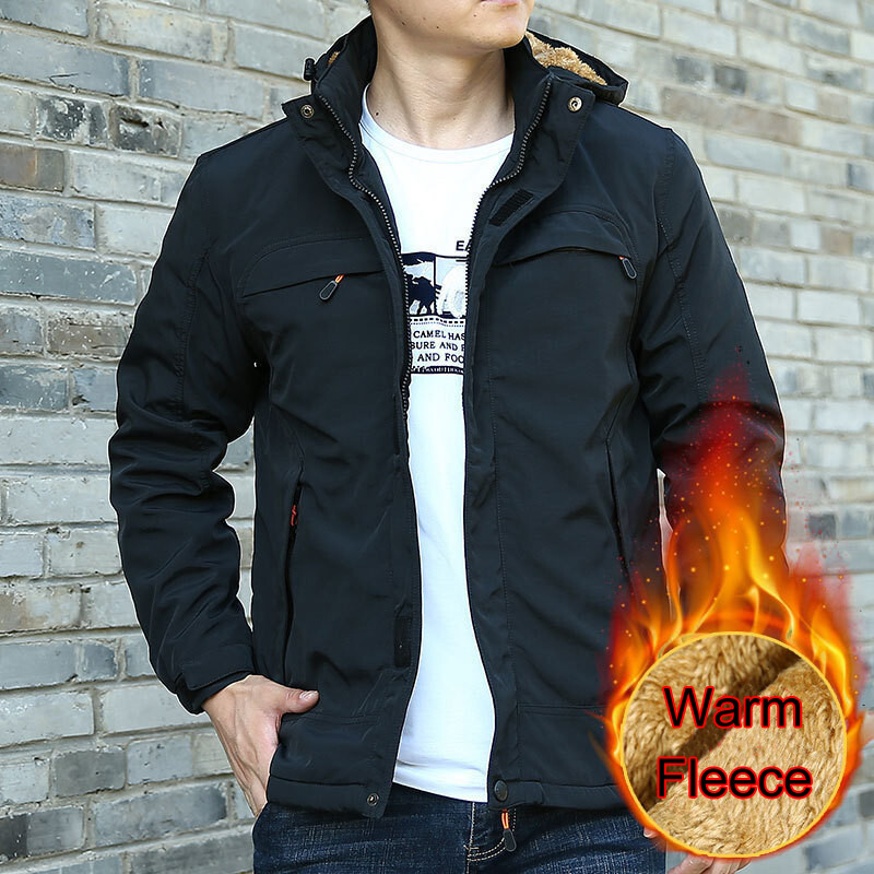 Nova zimska muška topla jakna s debelim postavom za 2024. Modni kaput s kapuljačom i ovratnikom otporan na vodu, jesenska gornja odjeća od flisa