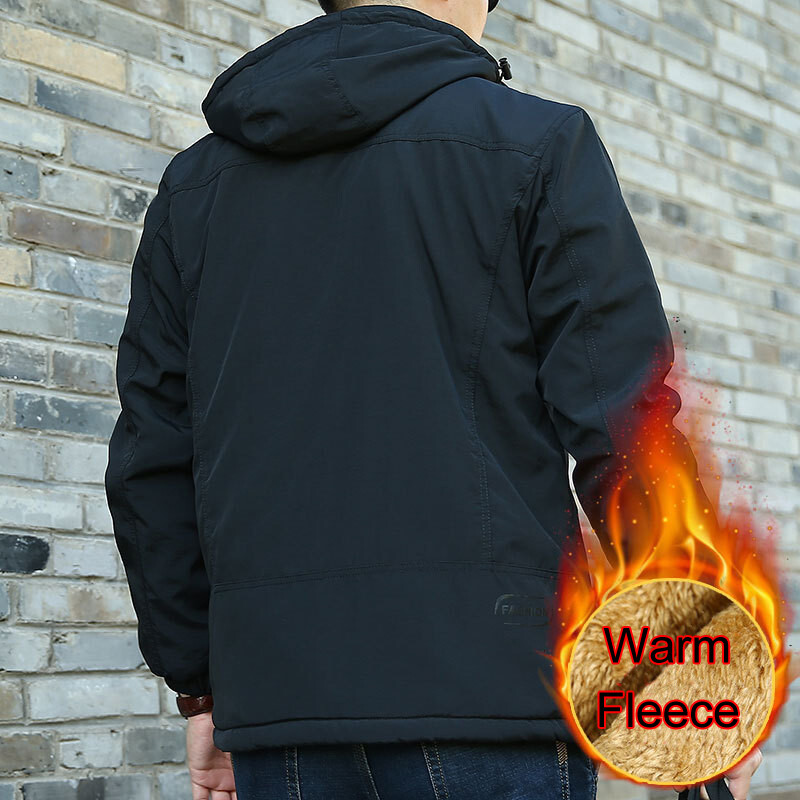 Nova zimska muška topla jakna s debelim postavom za 2024. Modni kaput s kapuljačom i ovratnikom otporan na vodu, jesenska gornja odjeća od flisa
