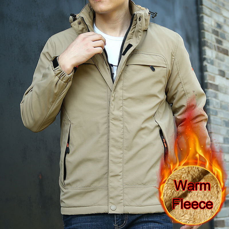 Nova zimska muška topla jakna s debelim postavom za 2024. Modni kaput s kapuljačom i ovratnikom otporan na vodu, jesenska gornja odjeća od flisa
