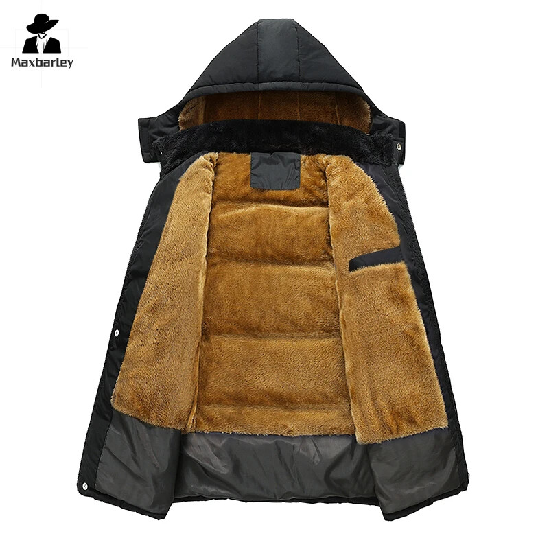 Novi dolazak iz 2024., topla podstavljena jakna, muška zimska luksuzna kapuljača, kapuljača, pamučni kaput otporan na vjetar, muška vunena parka otporna na hladnoću