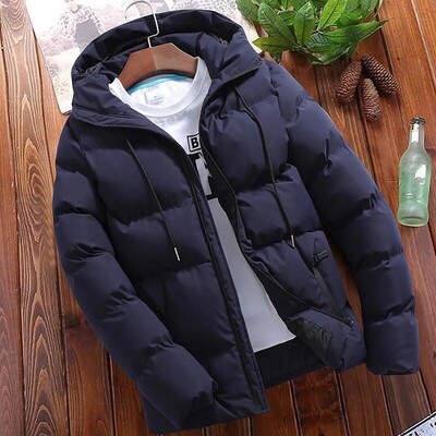 Parka de modă pentru bărbați, pardesiu de iarnă, jachetă ocazională pentru bărbați, haină cu glugă, puf, groasă