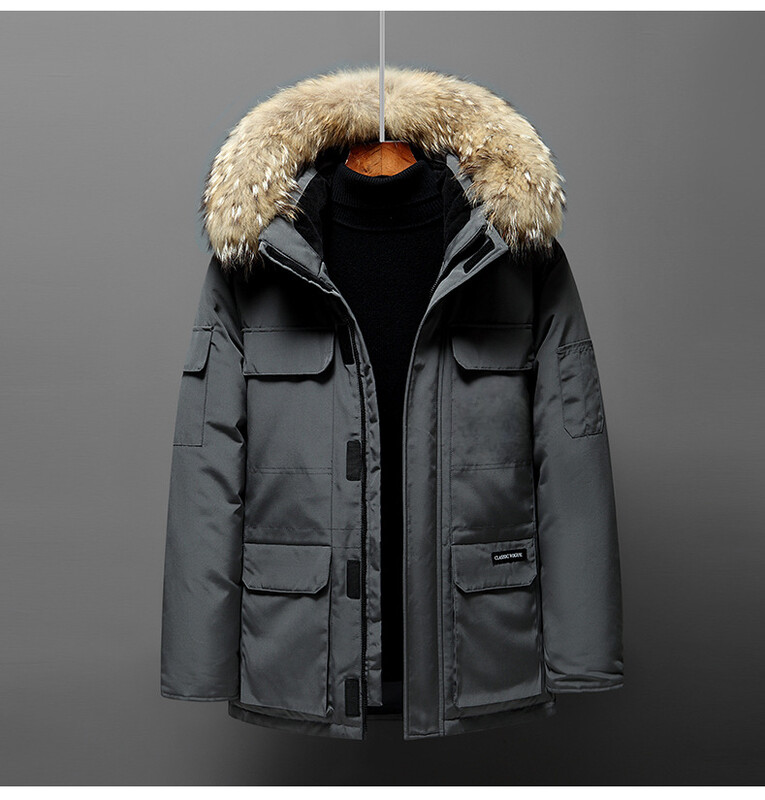 Novi zimski muški ležerni kaputi s pačjim paperjem i krznenim ovratnikom s kapuljačom Visokokvalitetni muški vjetrootporni vodootporni zimski kaputi Tople perje jakne 4X