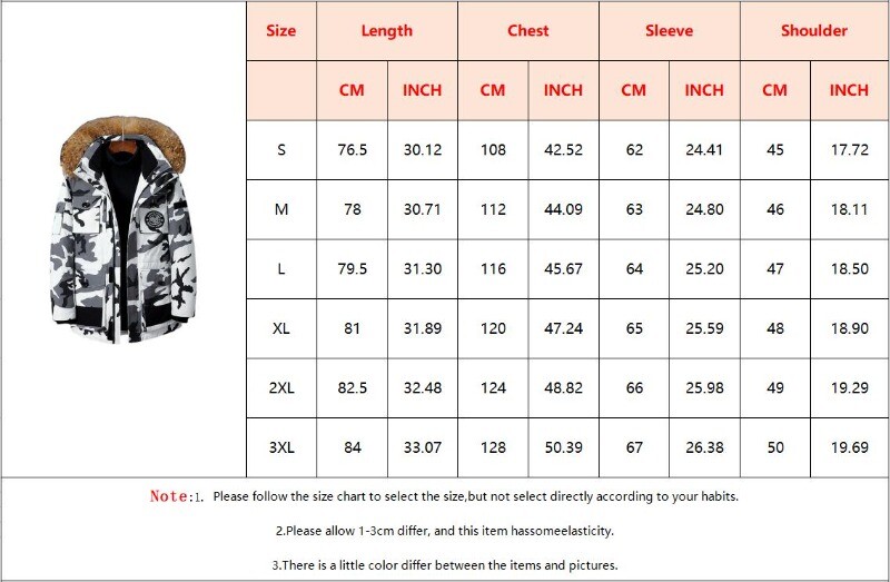 Zimski kaputi od -30 stupnjeva Muška jakna s 90% bijelim pačjim puhom, velikim krznenim ovratnikom, toplim podebljanim parkama, snježnim kaputom, muškim maskirnim