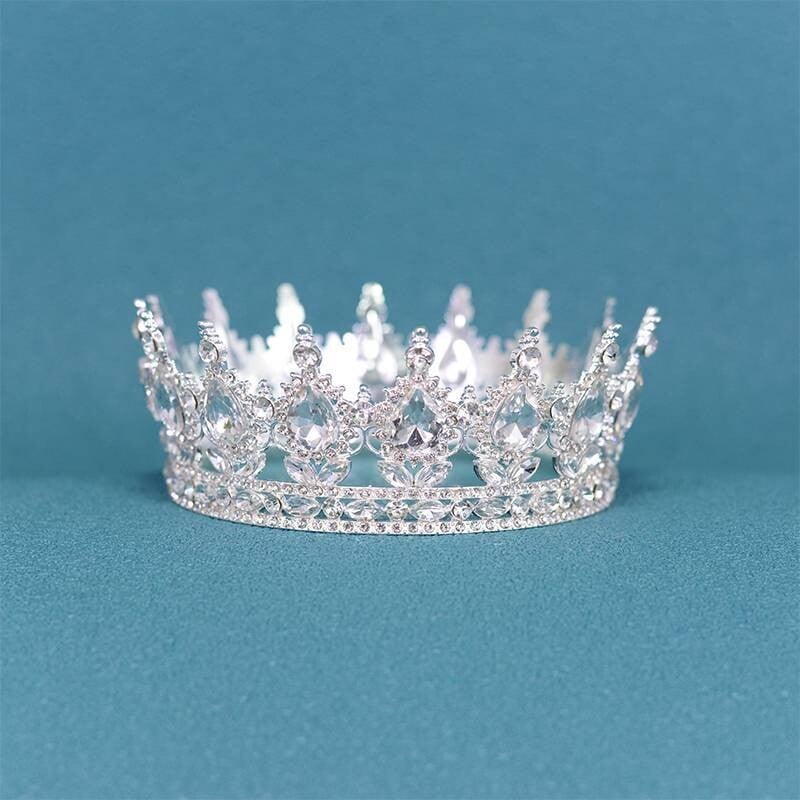 Coroana baroc european si american Tiara Accesorii nunta Mireasa Coroana rotunda Rochie de aniversare pentru adulti Coroana rotunda Accesorii pentru par