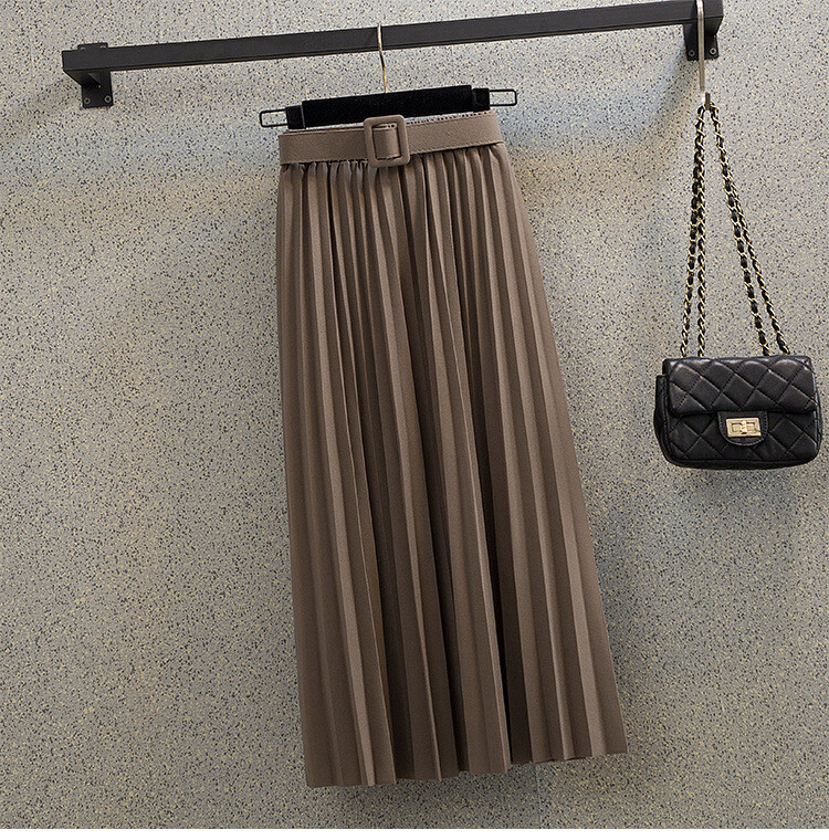 plisirana suknja za žene jesen i zima 2024 novi stil tanka suknja srednje dužine a kroja za žene s velikim porubom plisirana suknja visokog struka