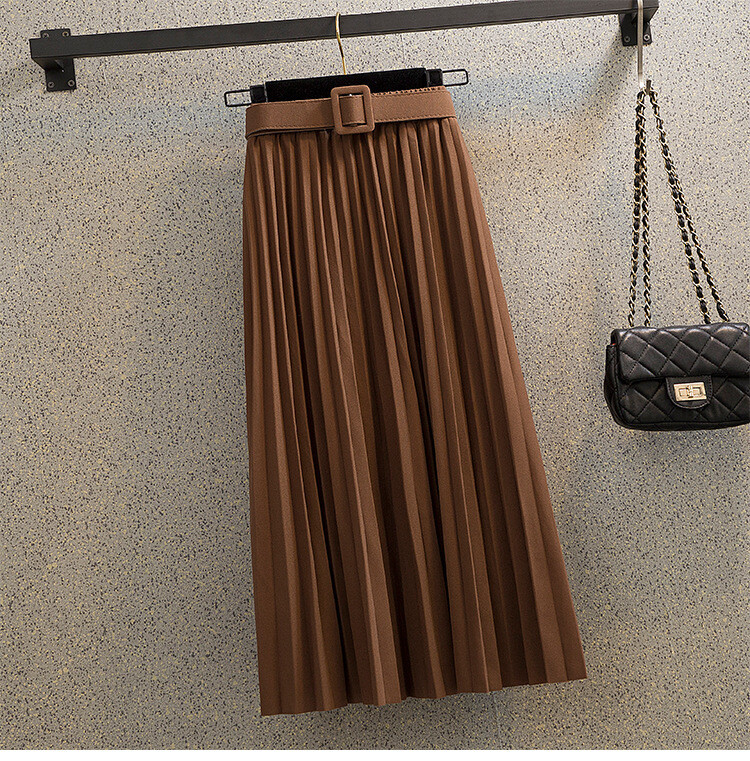 plisirana suknja za žene jesen i zima 2024 novi stil tanka suknja srednje dužine a kroja za žene s velikim porubom plisirana suknja visokog struka