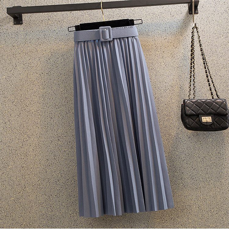 plisirana suknja za žene jesen i zima 2024 novi stil tanka suknja srednje dužine a kroja za žene s velikim porubom plisirana suknja visokog struka